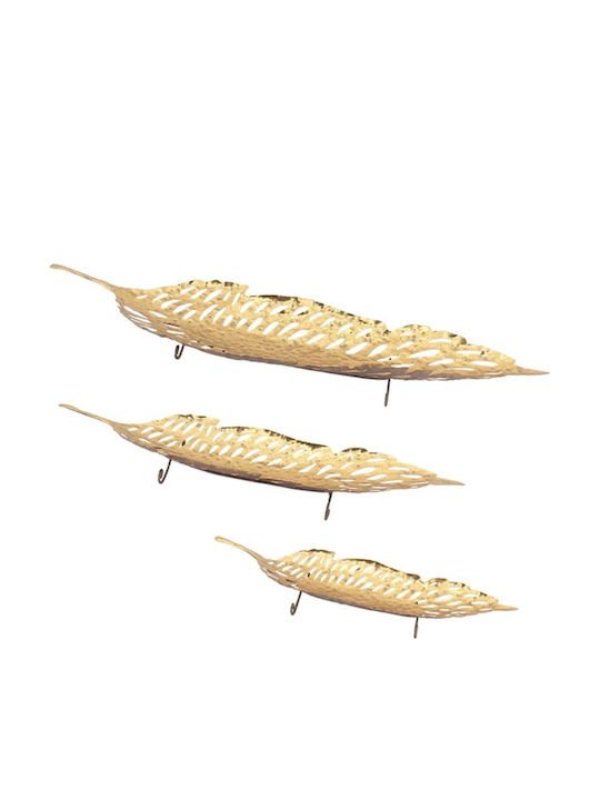Marhome Set Platouri Decorative Metalice Galbene 3 Bucăți