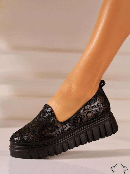 Leather Women's Moccasins In Black Colour