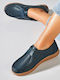 Leder Damen Mokassins in Marineblauer Farbe