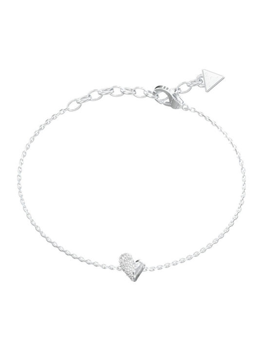Guess Women's Bracelet with Heart Design Gold Plated Steel with Zircon 21cm