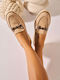Leder Damen Mokassins in Khaki Farbe