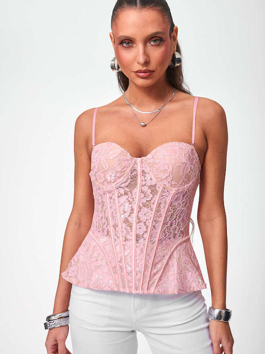 Decoro Women's Blouse Corset Top Pink