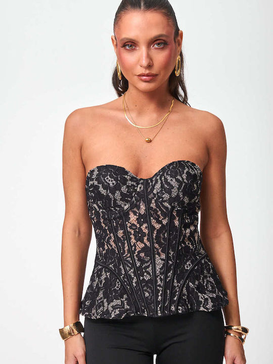 Women's Blouse Corset Top Black