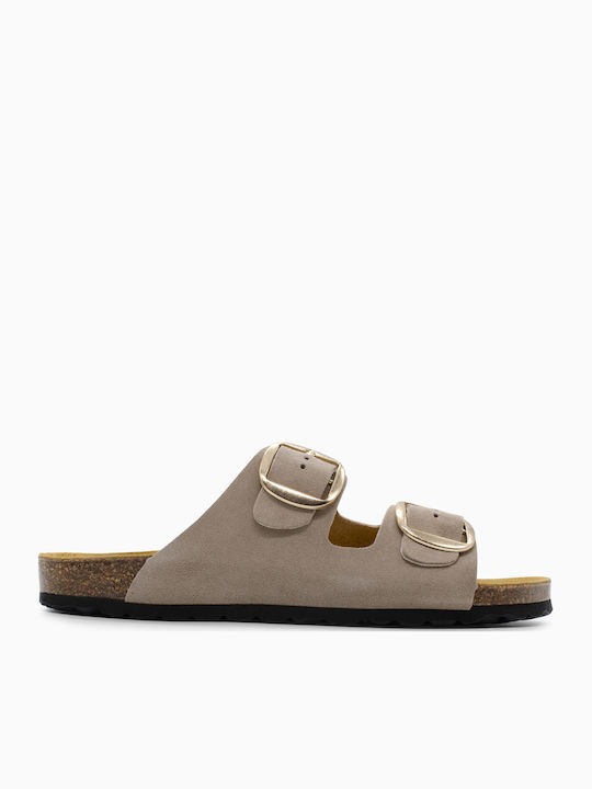Paradise Bios Leather Women's Flat Sandals Beige