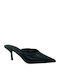 Leather Mules with Thin High Heel in Black Colour