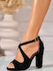 Sandale Elegante Damă De Catifea Negre