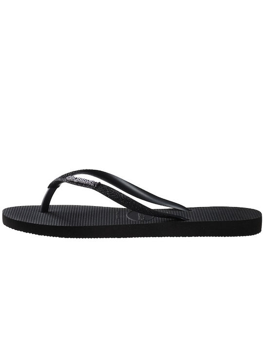 Havaianas Slim Glitter Ii Slides in Black Colour