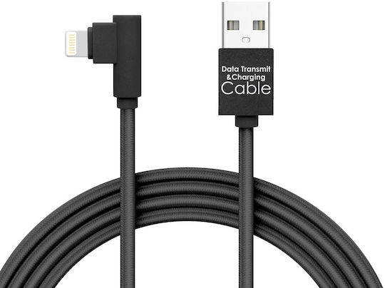 Alista Home Angle (90°) USB-A to Lightning Cable Μαύρο 2m GLB_55444I-BK