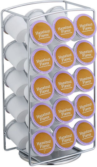 Rotating Holder Coffee Capsules Relaxdays 30 Capsules Silver 30.5x12.5x16 Cm