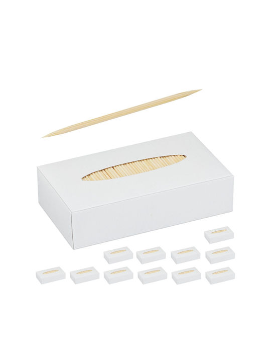 Relaxdays Cutie De Scobitori Din Lemn 6,5 Cm 12 Bucăți Bej