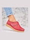 Leder Damen Mokassins in Roter Farbe