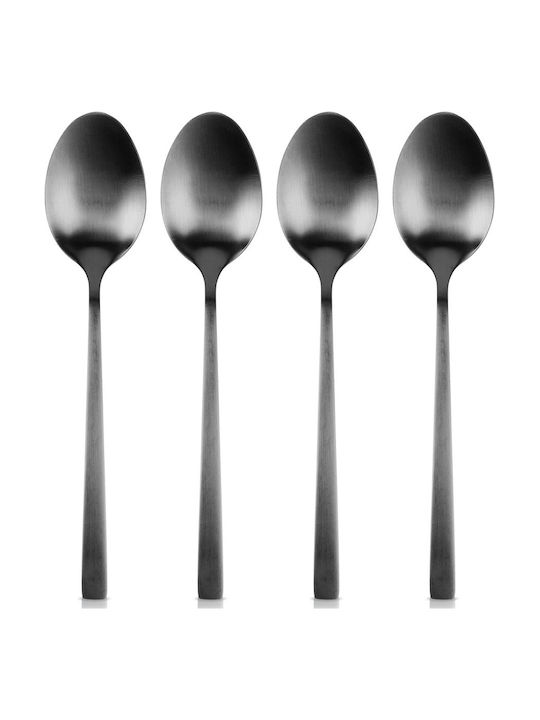 Excellent Houseware Комплект Лъжици За Кафе И Чай От Неръждаема Стомана Черни 4 Бройки