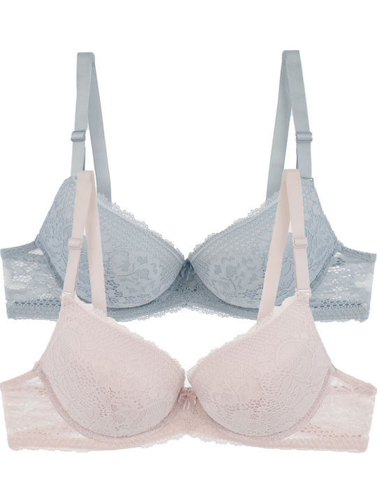 Sutien Albastru Deschis Pudră Cu Armătură 2 Pack 23049 2 Pack C