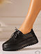 Leder Damen Oxfords in Schwarz Farbe