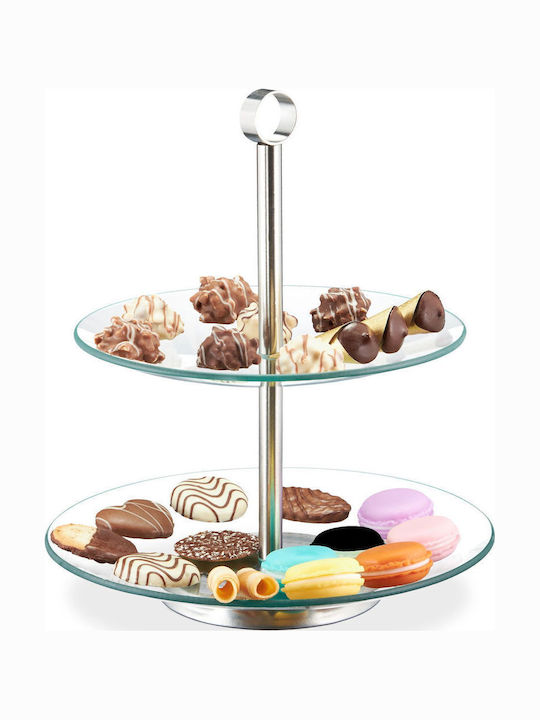 Relaxdays Glas Etagere 2 Etagen Transparente Ø28cm
