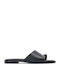 Leather Women's Flat Sandals Black