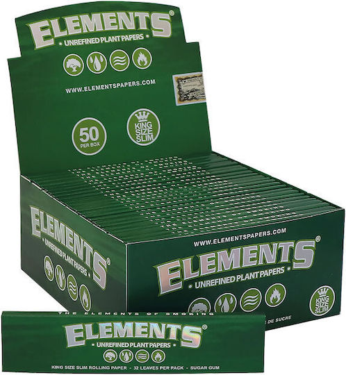 Elements Χαρτάκια Στριφτού Τσιγάρου King Size Slim 32 φύλλα 50τμχ