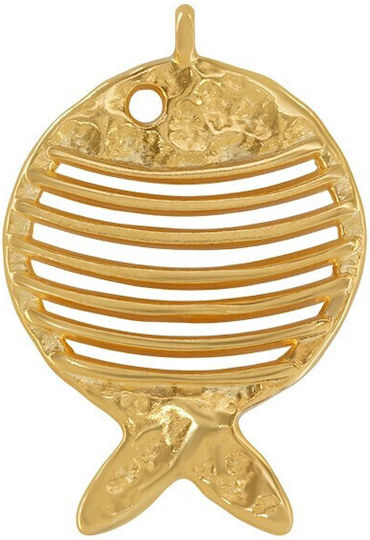 Metallisches Anhänger Fisch Vergoldet 26x38mm 1 Stück