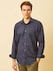 Long Sleeve Linen Shirt in Regular Fit Blue