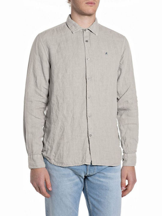 Replay Long Sleeve Shirt Beige