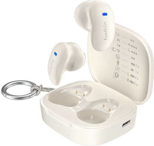 Belkin SoundForm Anywhere Earbud Bluetooth Handsfree Headphones with Sweat Resistance and Charging Case White