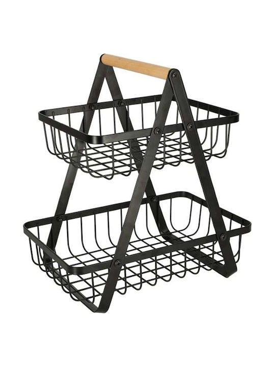 Fructieră Metalică 2 Nivele Neagră 27x17x29.5cm