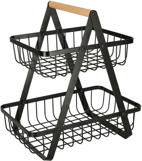 Fructieră Metalică 2 Nivele Neagră 27x17x29.5cm