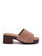 Suede Mules With Heel In Brown Colour