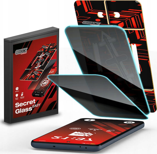 Set 2 Grizzglass Secretglass Easy Privacy Tempered Glass Screen Protectors Installation Kit Included Compatible Samsung Galaxy M35 Black