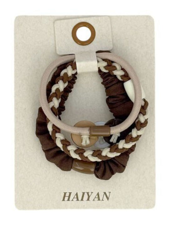 Haiyan Round Bied Kids Hair Ties Round Beads Brown