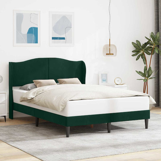 Double Bed for Mattress 140x200cm Dark Green Double Bed for Mattress 140x200cm Dark Green