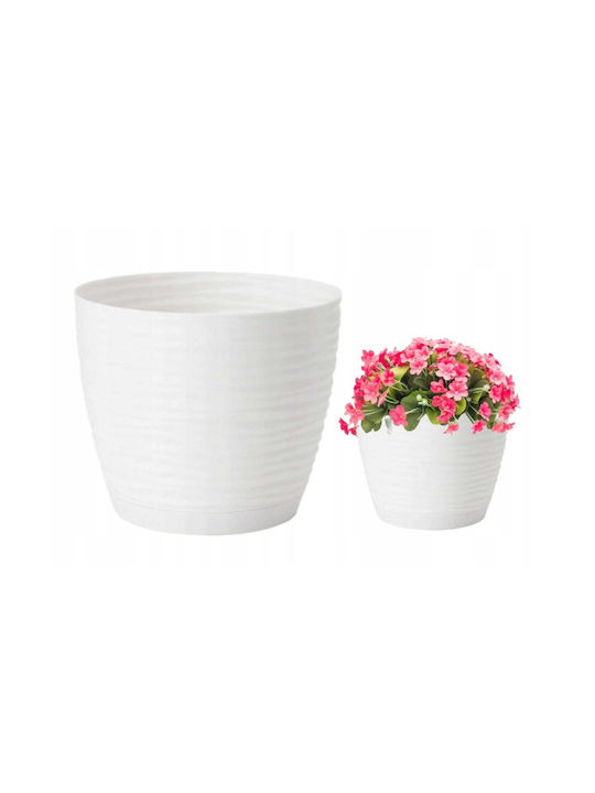 Form Plastic Пластмасова Саксия За Цветя Бяла С Подложка 19x17.3см