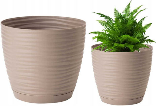 Form Plastic Kunststoff Blumentopf Beige mit Untersetzer 10,7x10,7cm