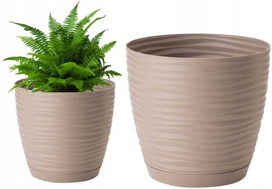 Form Plastic Plastic Flower Pot Gray-Beige with Saucer 26.5x24.5cm