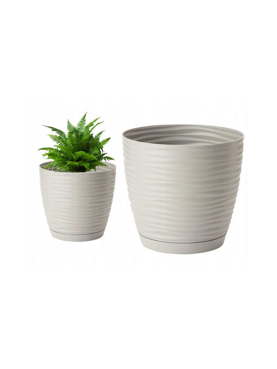 Form Plastic Γλάστρα Πλαστική Light Gray με Πιάτο 19x17.3εκ.