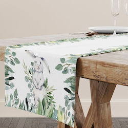 Decorative Table Runner 40x150 Cm 100% Cotton Gizmo Green Leaves