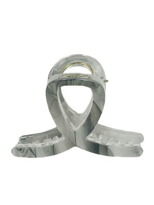 Slim Elegant Κλάμερ Μαλλιών Λεπτό Κομψό Γκρι Κοκάλινο 8cm