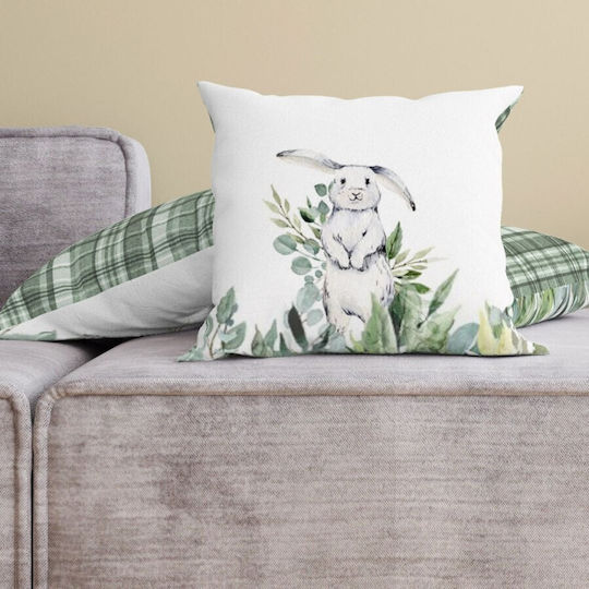 Decorative Pillowcase 45x45 Cm 100% Cotton Gizmo Green Leaves