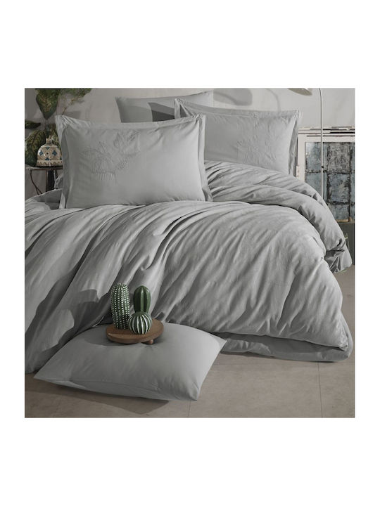 Clasy Home Подредба Пликове За Завивки 200x220см Двойна С 2 Калъфки За Възглавници И 1 Чаршаф Сив