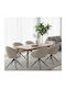Dining Chair with Beige Fabric Upholstery