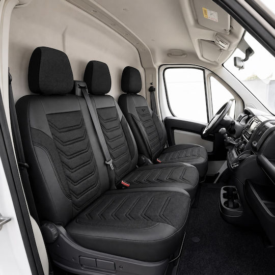 Set Huse Scaune Auto Universal Panda 2+1 Material Eco Piele Ford Transit Custom Mk2 2023+ Negru