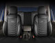 Universal Car Seat Covers Set Panda Florida Fabric Eco Leather Front Rear Black Grey