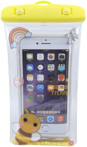 Flippy Glitter Kinder Wasserdichtes Unterwasser Gehäuse Schneefeste Universelle Handyhülle Mit Tragegurt Gelbe Telefon Dokumente
