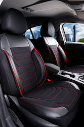 3d Δερμάτινα Καλύμματα Καθισμάτων Streetech Carbon Μαύρο Κόκκινες Ραφές