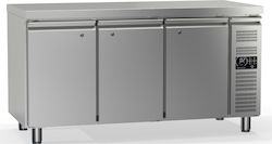 Ginox Ανοξείδωτο Ψυγείο Πάγκος 240lt με 3 Πόρτες και Ψυκτικό Μηχάνημα -2/+5°C Π175xΒ70xΥ86.5cm