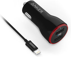 Anker Powerdrive Φορτιστής Αυτοκινήτου με Θύρες 2xUSB-A