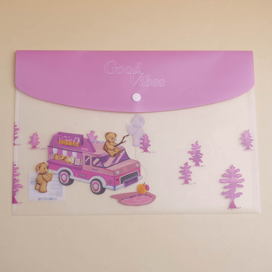 Teddy Island Series – Хартиена Папка Pp A4 Розова – 2 Бройки