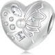 Ασημενιο Charm 925 Heart Butterfly Pearl