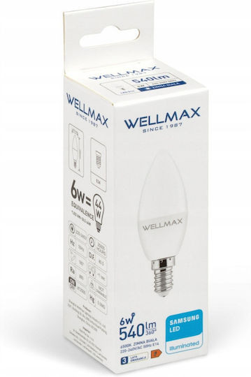 Led Bulb 6w E14 Candle 540lm Cool 6500k Samsung Gp111z06
