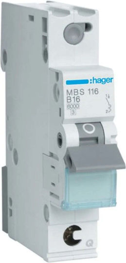 Автоматичен прекъсвач 1п B 16A 6kA AC Quickconnect MBS116